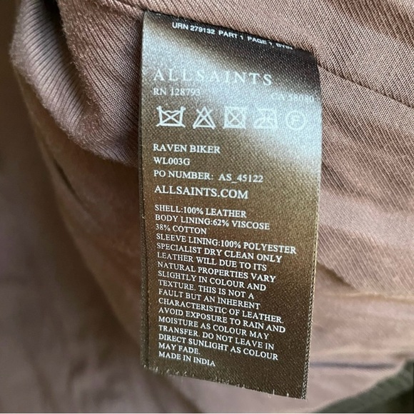 AllSaints Star Studded Raven Leather Biker Jacket Black US 6 Limited Edition - Picture 14 of 15